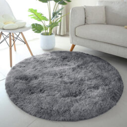 Ameha Shaggy Rugs Soft Nonslip Area Round Grey Rug Living Room Bedroom Mat-120X120 Cm For Indoor/outdoor Rug - thumbnail 3