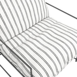 Wyld Haus Drogheda Chalk Stripe Armchair, Matt Black Metal Frame, White Twill - thumbnail 4