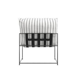 Wyld Haus Drogheda Chalk Stripe Armchair, Matt Black Metal Frame, White Twill - thumbnail 3
