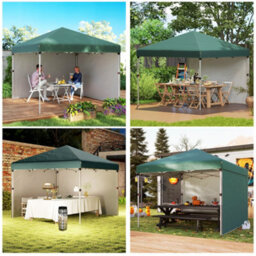 Outsunny 3X3 (M) Pop Up Gazebo Party Tent W/ 2 Sidewalls, Weight Bags, Green - thumbnail 9
