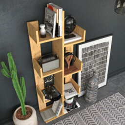 Decorotika Lusia 4-Tier Bookcase Shelving Unit Sapphire Oak - thumbnail 3