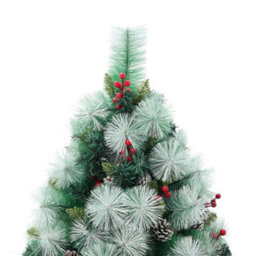 Living And Home 5.9 Ft Flocked Artificial Christmas Tree Natural Looking Xmas Tree With Pine Cones Berries Decoration - thumbnail 2