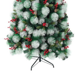 Living And Home 5.9 Ft Flocked Artificial Christmas Tree Natural Looking Xmas Tree With Pine Cones Berries Decoration - thumbnail 3