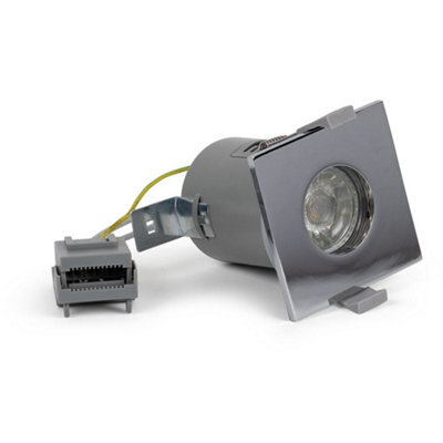 Polished Chrome Gu10 Square Fire Rated Downlight - Ip65 - Se Home - image 1