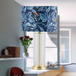 First Choice Lighting Aura - Satin Brass Table Lamp With Toucan Velvet Shade - thumbnail 7