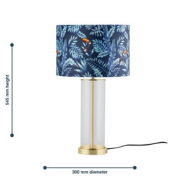First Choice Lighting Aura - Satin Brass Table Lamp With Toucan Velvet Shade - thumbnail 8