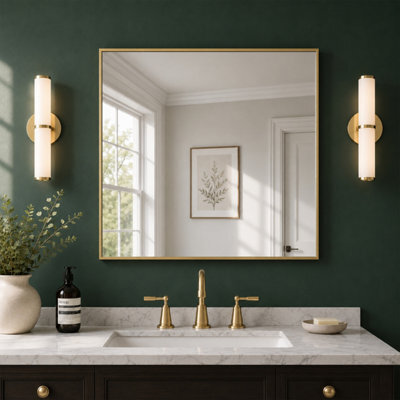 Showerdrape Paddington Brushed Gold Framed Square Mirror 45X45Cm - image 1