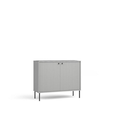 Arte Modern Grey Sideboard Cabinet 105Cm - Black Metal Accents & Compact Storage For Contemporary Homes - image 1