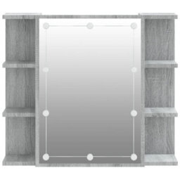 Berkfield Mirror Cabinet With Led Grey Sonoma 70X16.5X60 Cm - thumbnail 8