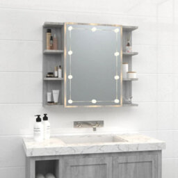 Berkfield Mirror Cabinet With Led Grey Sonoma 70X16.5X60 Cm - thumbnail 3