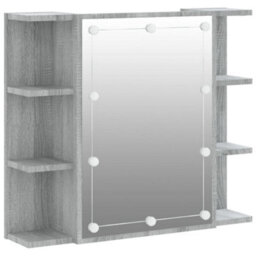 Berkfield Mirror Cabinet With Led Grey Sonoma 70X16.5X60 Cm - thumbnail 2