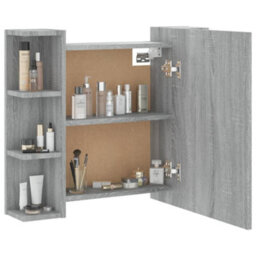 Berkfield Mirror Cabinet With Led Grey Sonoma 70X16.5X60 Cm - thumbnail 7