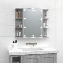 Berkfield Mirror Cabinet With Led Grey Sonoma 70X16.5X60 Cm - thumbnail 1