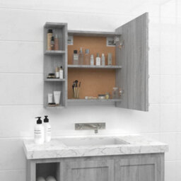 Berkfield Mirror Cabinet With Led Grey Sonoma 70X16.5X60 Cm - thumbnail 5