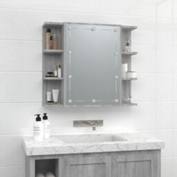 Berkfield Mirror Cabinet With Led Grey Sonoma 70X16.5X60 Cm - thumbnail 4