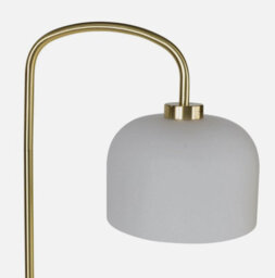 Modern Satin Brass Gold Floor Lamp Standing Light With Frosted Glass Shade - thumbnail 3