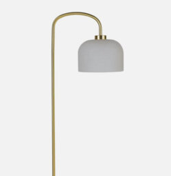 Modern Satin Brass Gold Floor Lamp Standing Light With Frosted Glass Shade - thumbnail 4
