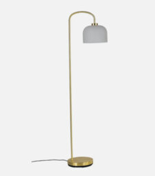 Modern Satin Brass Gold Floor Lamp Standing Light With Frosted Glass Shade - thumbnail 2