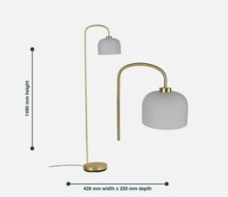 Modern Satin Brass Gold Floor Lamp Standing Light With Frosted Glass Shade - thumbnail 6