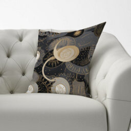 Warren Reed Designer Abstract Silver Gold Sun And Moon Cushions 60Cm X 60Cm - thumbnail 2