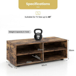 Home Tv Stand With 5 Positions Adjustable Shelves For Tv Up To 4 Cubbies Brown - thumbnail 2
