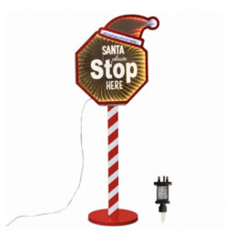 Samuel Alexander 80Cm Light Up Santa Stop Here Christmas Infinity Mirror Decoration With Leds - thumbnail 8