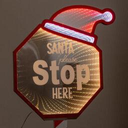 Samuel Alexander 80Cm Light Up Santa Stop Here Christmas Infinity Mirror Decoration With Leds - thumbnail 3
