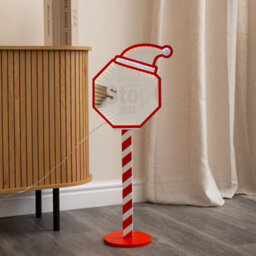Samuel Alexander 80Cm Light Up Santa Stop Here Christmas Infinity Mirror Decoration With Leds - thumbnail 6