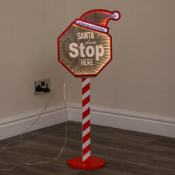 Samuel Alexander 80Cm Light Up Santa Stop Here Christmas Infinity Mirror Decoration With Leds - thumbnail 1