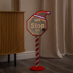 Samuel Alexander 80Cm Light Up Santa Stop Here Christmas Infinity Mirror Decoration With Leds - thumbnail 5