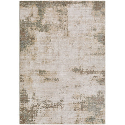 Livabliss Galey Alix Myrtle Avenue-Abstract Cream Brown Green Blue Modern Marble Fringe Living Dining Bedroom Rug 140 X 200 Cm Easy Care - image 1