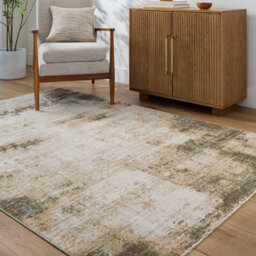 Livabliss Galey Alix Myrtle Avenue-Abstract Cream Brown Green Blue Modern Marble Fringe Living Dining Bedroom Rug 140 X 200 Cm Easy Care - thumbnail 2