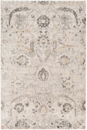 Livabliss Indigo-Vintage Off-White Beige Grey Traditional Floral Boho Living Dining Bedroom Rug 200 X 275 Cm Easy Care, Non Shedding