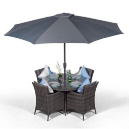 That's Furniture Savannah Round 4 Seater Rattan Patio Dining Set - Grey - thumbnail 1