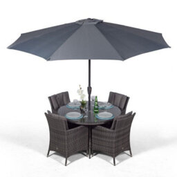 That's Furniture Savannah Round 4 Seater Rattan Patio Dining Set - Grey - thumbnail 7