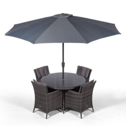 That's Furniture Savannah Round 4 Seater Rattan Patio Dining Set - Grey - thumbnail 6