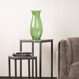 Vanity Living 40Cm Green Ridges Design Glass Vase, Tall Handmade Decorative Flower Vase For Living Room - thumbnail 2