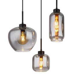 Luminosa Lighting Luminosa Matt Cluster Pendant Ceiling Light Matt Black Smoke Glass Shade 6X E27 - thumbnail 4