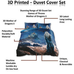 TheWhiteWater Limited Game Of Thrones Theme - Mother Of Dragons Bed Set - 3D Animal Printed Single Beddings Duvet Cover - thumbnail 7