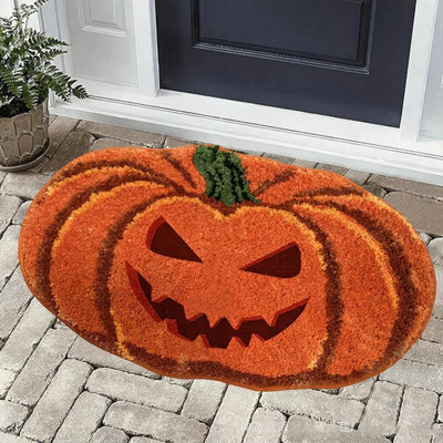 Amorly Retro Autumn Pumpkin Bath Mat, Quick Dry Absorbent Orange Pumpkin Bathroom Rug, Non Slip Mat For Bathroom, Kitchen & Living Room - image 1