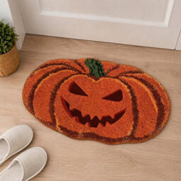 Amorly Retro Autumn Pumpkin Bath Mat, Quick Dry Absorbent Orange Pumpkin Bathroom Rug, Non Slip Mat For Bathroom, Kitchen & Living Room - thumbnail 4