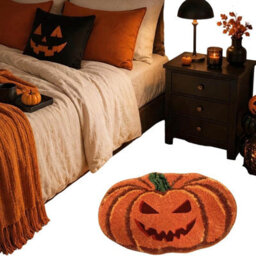 Amorly Retro Autumn Pumpkin Bath Mat, Quick Dry Absorbent Orange Pumpkin Bathroom Rug, Non Slip Mat For Bathroom, Kitchen & Living Room - thumbnail 5