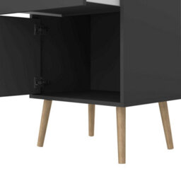 Wyld Haus Quietbloom Dark Grey Wooden Bedside Table, 1 Door, 1 Drawer, Solid Oak Legs - thumbnail 8