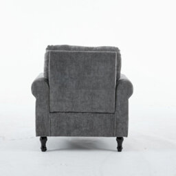 Padded Armchair, Gray Velvet Upholstered Armchair - thumbnail 4