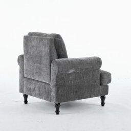 Padded Armchair, Gray Velvet Upholstered Armchair - thumbnail 5