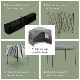 Vonhaus Pop Up Gazebo 2.5M X 2.5M, Heavy Duty Garden Marquee Shelter Canopy With Removable Sides, Leg Weights And Storage Bag - thumbnail 4