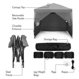 Vonhaus Pop Up Gazebo 2.5M X 2.5M, Heavy Duty Garden Marquee Shelter Canopy With Removable Sides, Leg Weights And Storage Bag - thumbnail 5