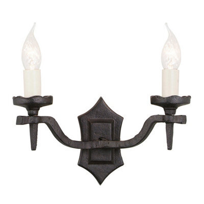 Elstead Rectory 2 Light Indoor Candle Wall Light Black, E14 - image 1