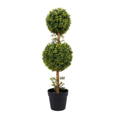 Gardenwize Garden Outdoor Solar Powered Artificial Double Bay Ball Tree Plant In Pot - image 1