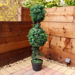 Gardenwize Garden Outdoor Solar Powered Artificial Double Bay Ball Tree Plant In Pot - thumbnail 2